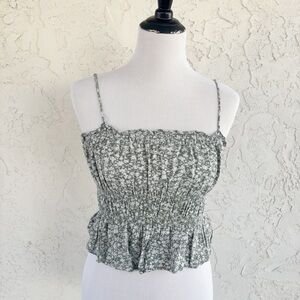 Chocolate Green Floral Ruffle Camisole